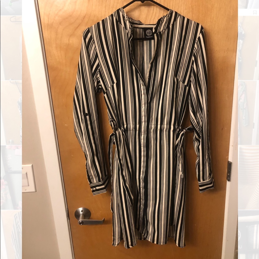 Bobeau Black and White Stripe Dress